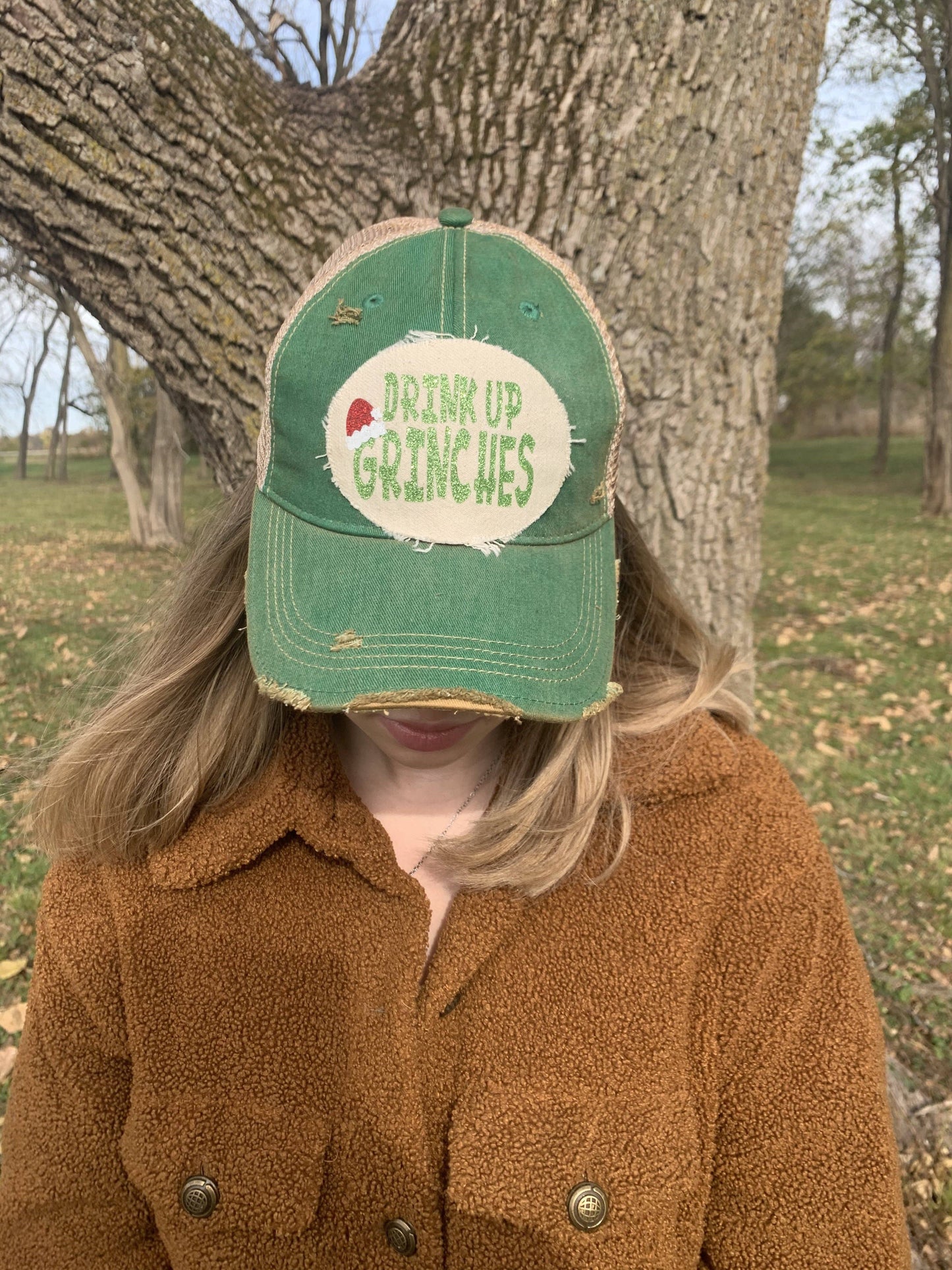Yellowstone Trucker Hat Series: Drink Up Grinches Hat, Christmas Hat, Girlfriends Hat